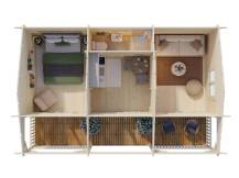Obrázek k výrobku 20958 - ZAHRADNÍ DOMEK Sandra 25,6 + 11,1 m2 (791x370/520cm) tl. 44mm