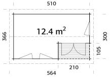 Obrázek k výrobku 21037 - ZAHRADNÍ DOMEK Susanna 12,4 m2 (530x320cm) tl. 44mm