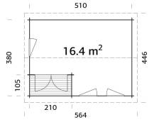 Obrázek k výrobku 39277 - Zahradní domek SUSANNA 16,4 m2 530 x 400 cm tl. 44 mm