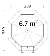 Obrázek k výrobku 20547 - ZAHRADNÍ DOMEK Veronica 2 6,7 m2  (průměr 289) tl. 28mm