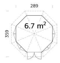 Obrázek k výrobku 21046 - ZAHRADNÍ DOMEK Veronica 4 6,7 m2 (průměr 289 cm) tl. 28mm