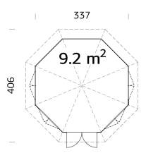 Obrázek k výrobku 20548 - ZAHRADNÍ DOMEK Veronica 4 9,2m2 (průměr 337) tl. 34mm