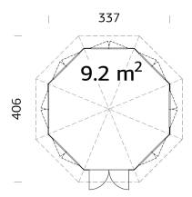 Obrázek k výrobku 20549 - ZAHRADNÍ DOMEK Veronica 7  9,2 m2 (průměr 337) tl. 34mm