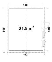 Obrázek k výrobku 48881 - Zahradní dům NORDIC+ CHARLOTTE 21,5 m2 448x548 cm tl. stěny 160 mm