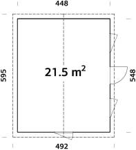 Obrázek k výrobku 48884 - Zahradní dům NORDIC+ PERNILLA 21,5 m2 448x548 cm tl. stěny 160 mm