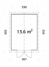 Obrázek k výrobku 48909 - Zahradní nářaďový domek Martin 13,6 m2 tl. 18+70mm  rozměr 330x452 cm