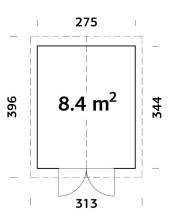 Obrázek k výrobku 48892 - Zahradní nářaďový domek Martin 8,4 m2  tl. 18+70mm  rozměr 275x344 cm
